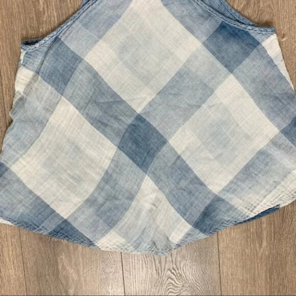 Anthropologie Cloth and Stone Sky Halter Tank Top Plaid Checkered Gauze Blue XS - Picture 11 of 16